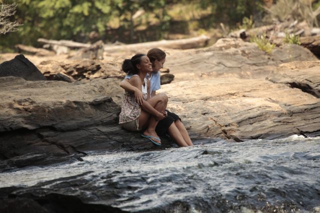 Aliza and Jamie at the stream