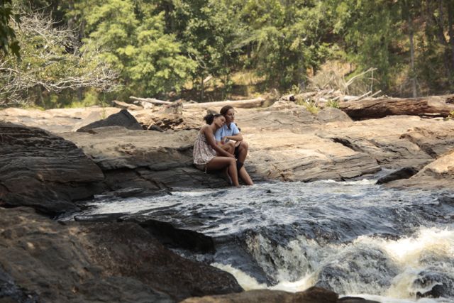 Aliza and Jamie at the stream