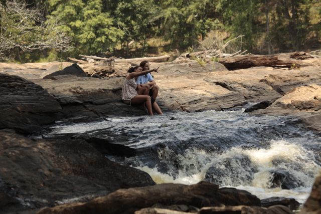 Aliza and Jamie at the stream