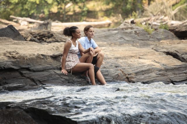 Aliza and Jamie at the stream