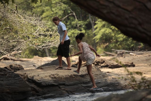 Aliza and Jamie at the stream