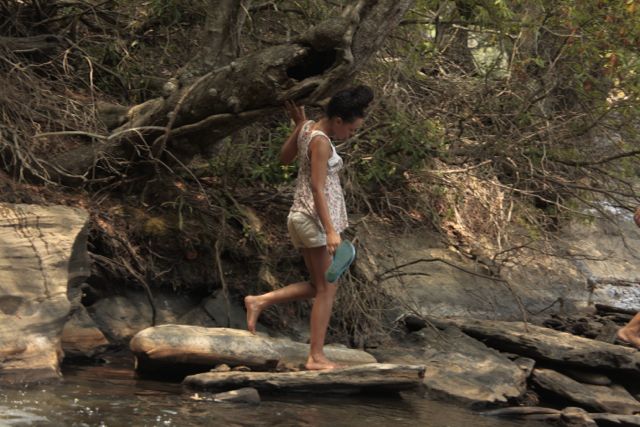 Aliza and Jamie at the stream