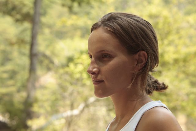 Aliza and Jamie at the stream