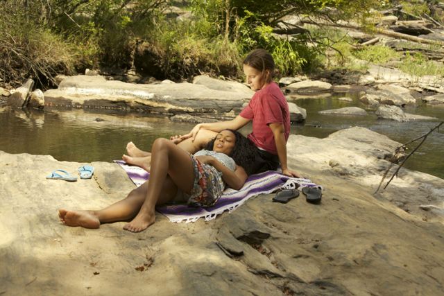 Aliza and Jamie at the stream