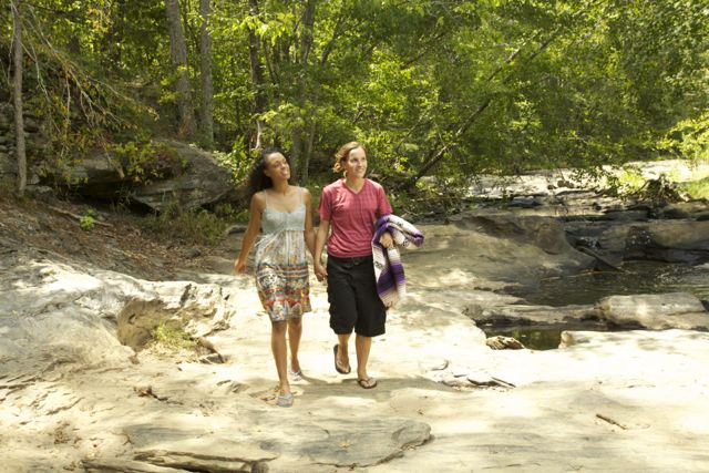 Aliza and Jamie at the stream