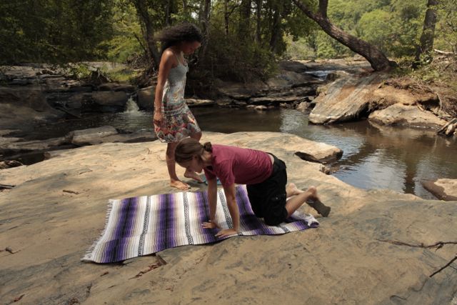 Aliza and Jamie at the stream