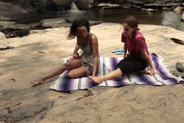 Aliza and Jamie at the stream