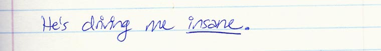 Aliza's journal entry #2 of several: He's driving me insane.