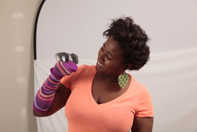 Tanisa with sock puppet